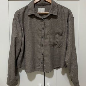 American Eagle Oversized Cropped Flannel Shirt